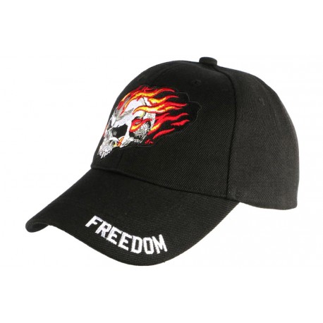 Casquette Biker Tete de Mort Freedom Baseball Motard Noire CASQUETTES Nyls Création