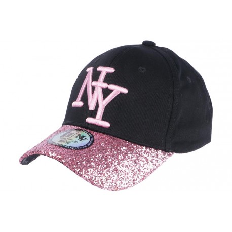 Casquette Baseball Femme Strass Rose Baseball NY Noire Etoyl ANCIENNES COLLECTIONS divers