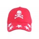 Casquette Baseball Rouge et Blanche Tete de mort et Etoiles CASQUETTES Hip Hop Honour