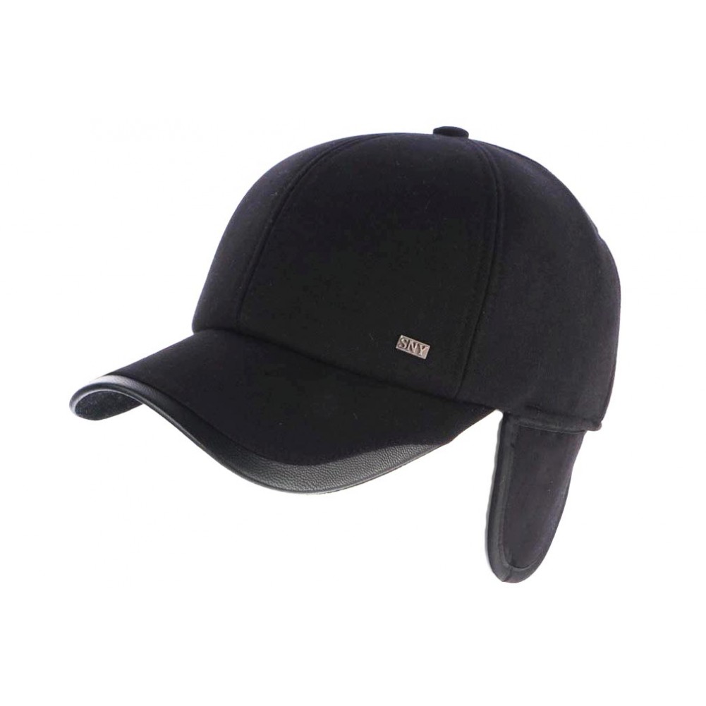 Acheter Casquette cache oreille noire, casquette homme hiver livré 48h