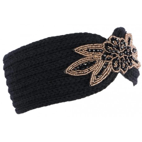 headband laine noir