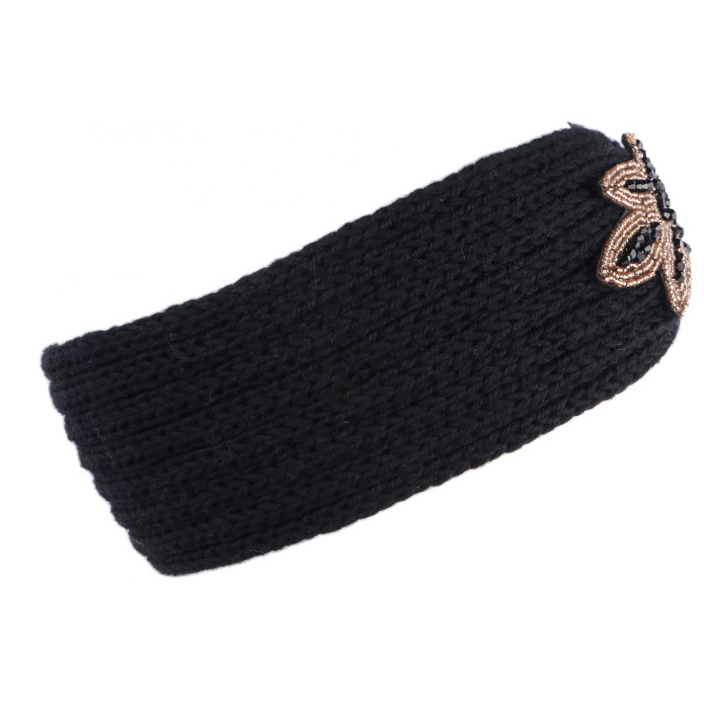 Trouver Bandeau laine noir, headband femme perles dorées livré en 48h!