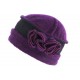 Bonnet Toque Laine Violet Noir Beret Femme Vintage Beleo CHAPEAUX Léon montane