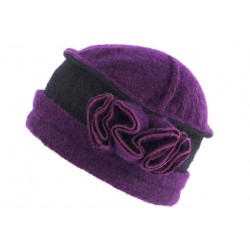 Bonnet Toque Laine Violet Noir Beret Femme Vintage Beleo CHAPEAUX Léon montane