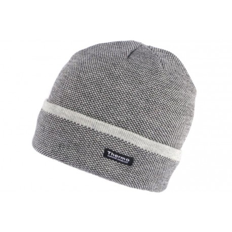 Bonnet Laine Gris Clair a Revers Homme Femme Double Thermo Polaire Kanysk BONNETS Nyls Création