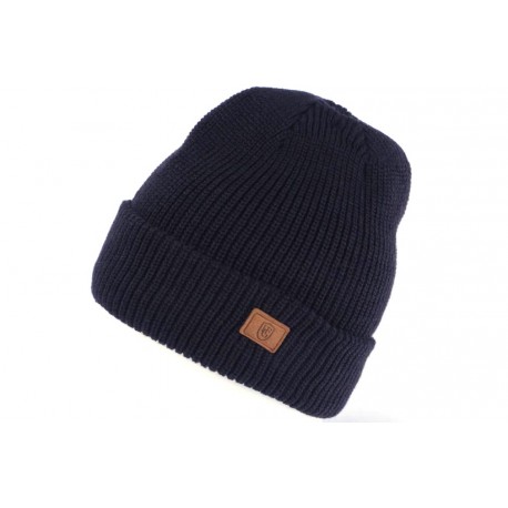 Bonnet Homme et Femme Laine Bleu Marine Doublure Polaire Haston BONNETS Nyls Création