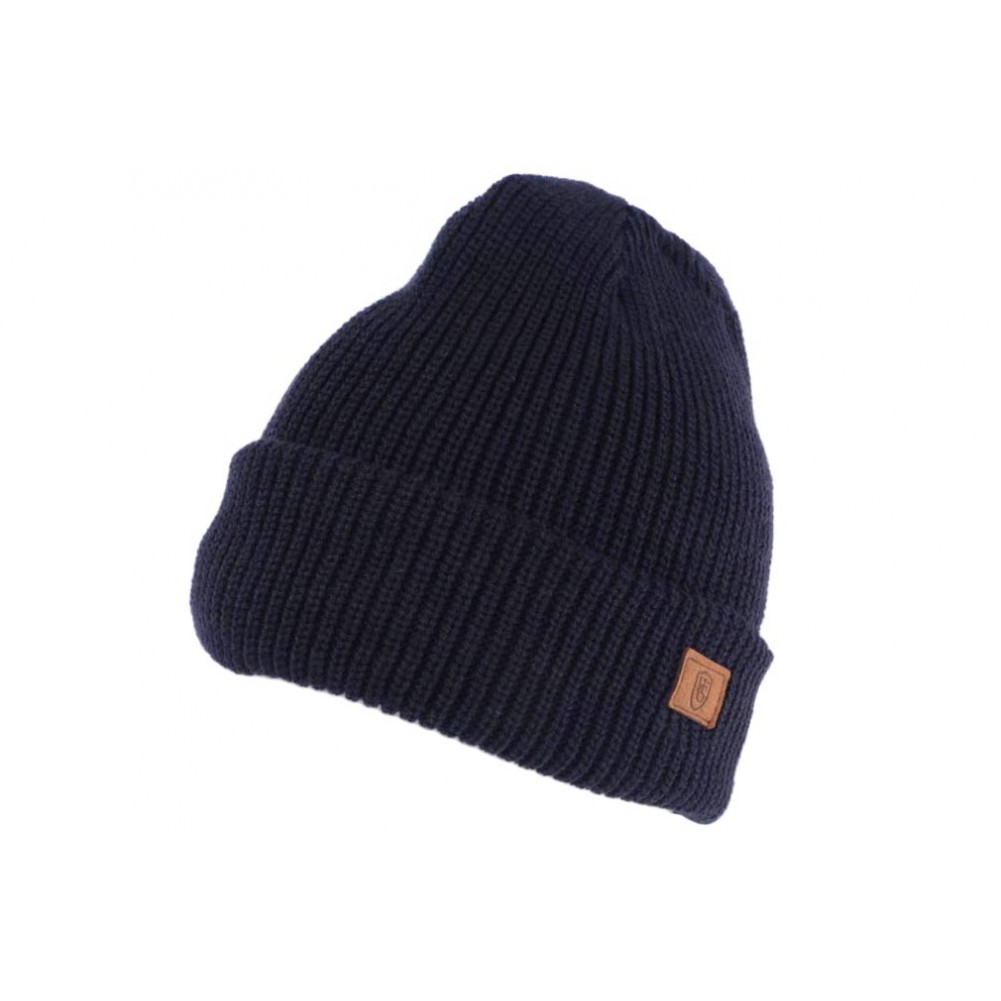 Compagno bonnet homme hiver beanie avec doublure chaude motif moderne fine  maille laine polaire doux, Couleur:Bleu marine,Taille unique : :  Mode