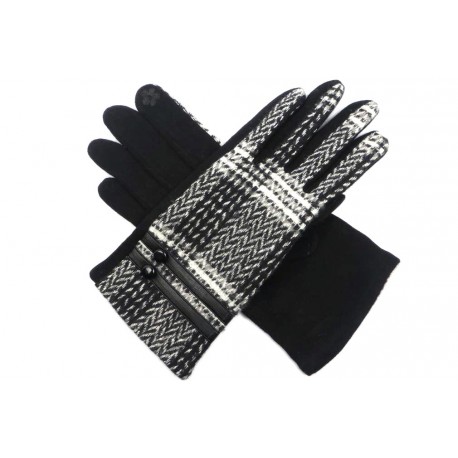 Gants Femme Tendance Noirs et Blancs Fantaisie Touchscreen Tactile Fylik Gants Léon montane