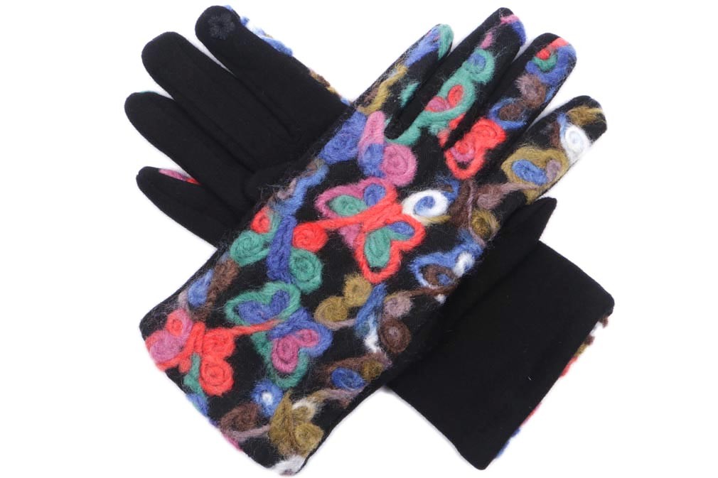 Gants Femme tactiles cuir et tissu Rouge