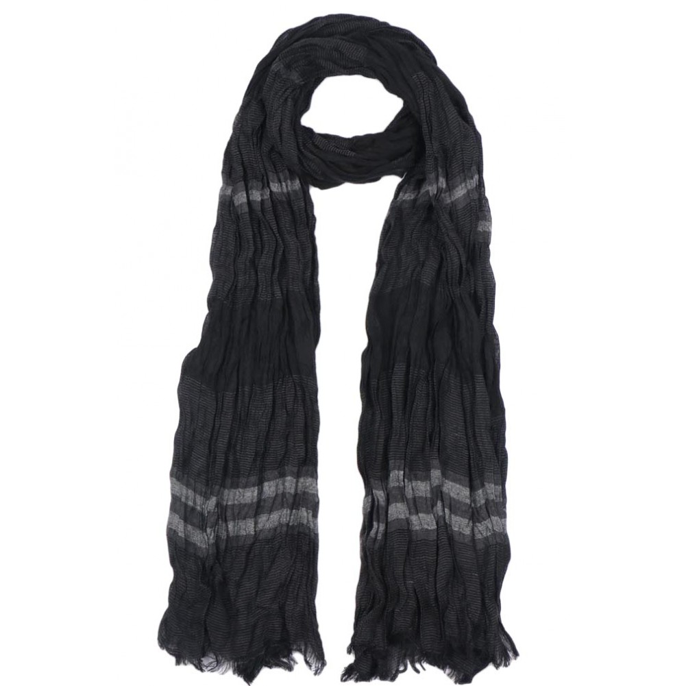 Grand foulard soie homme - foulard noir gris - foulard mixte