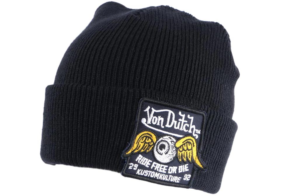Bonnet Brodé VON DUTCH Noir - Taille Unique Adulte Unisexe - Neuf Sous Emballage (sans étiquette)