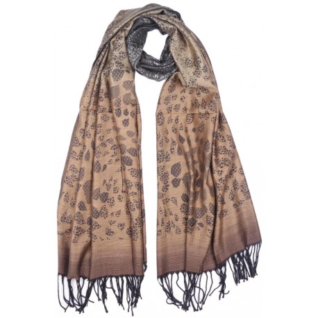 Grand Pashmina Marron et Gris Foulard Hiver Fantaisie Kotli ANCIENNES COLLECTIONS divers