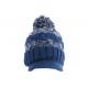 Bonnet Casquette Bleu Gris Tendance Pompon et Doublure Polaire Galyx BONNETS Nyls Création