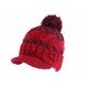 Bonnet Casquette Rouge et Noir Fashion Pompon et Doublure Polaire Galyx BONNETS Nyls Création