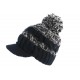 Bonnet Casquette Noir et Gris Fashion Pompon et Doublure Polaire Galyx BONNETS Nyls Création