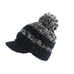 Bonnet Casquette Noir et Gris Fashion Pompon et Doublure Polaire Galyx BONNETS Nyls Création