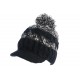 Bonnet Casquette Noir et Gris Fashion Pompon et Doublure Polaire Galyx BONNETS Nyls Création