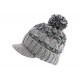 Bonnet Casquette Gris et Noir Tendance Pompon et Doublure Polaire Galyx BONNETS Nyls Création