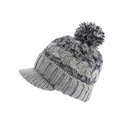 Bonnet Casquette Gris et Noir Tendance Pompon et Doublure Polaire Galyx BONNETS Nyls Création