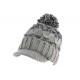 Bonnet Casquette Gris et Noir Tendance Pompon et Doublure Polaire Galyx BONNETS Nyls Création