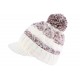 Bonnet Casquette Blanc et Marron Tendance Pompon et Doublure Polaire Galyx BONNETS Nyls Création