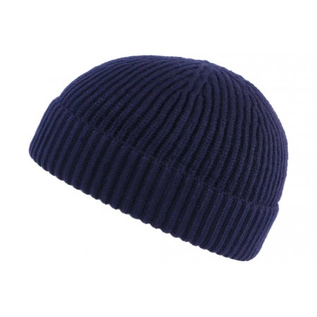 Bonnet Docker Bleu Marine en Laine Homme et Femme Hiver Tendance Louy BONNETS Nyls Création