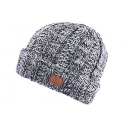 Gros Bonnet Noir et Beige en laine Homme et Femme Double Polaire Dyston BONNETS Nyls Création