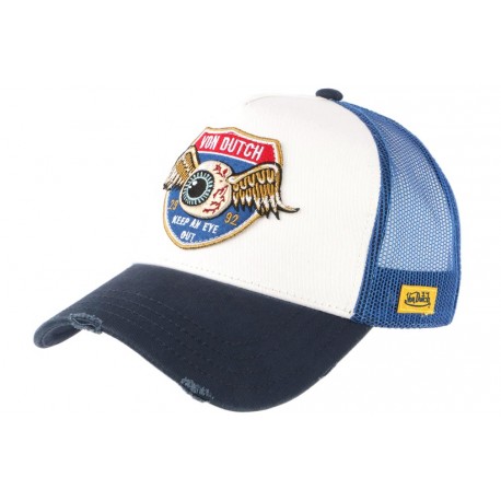 Casquette Von Dutch Blanche et Bleue Oeil Ailé Eye Out Trucker Baseball ANCIENNES COLLECTIONS divers