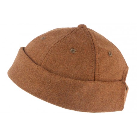 Bonnet Docker Marron Clair en Laine Homme et Femme look Hiver Duik BONNETS Nyls Création