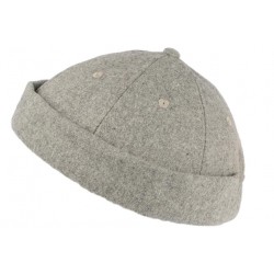 Bonnet Docker Gris Clair en Feutre de Laine Homme et Femme look Hiver Duik BONNETS Nyls Création