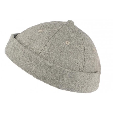 Bonnet Docker Gris Clair en Feutre de Laine Homme et Femme look Hiver Duik BONNETS Nyls Création