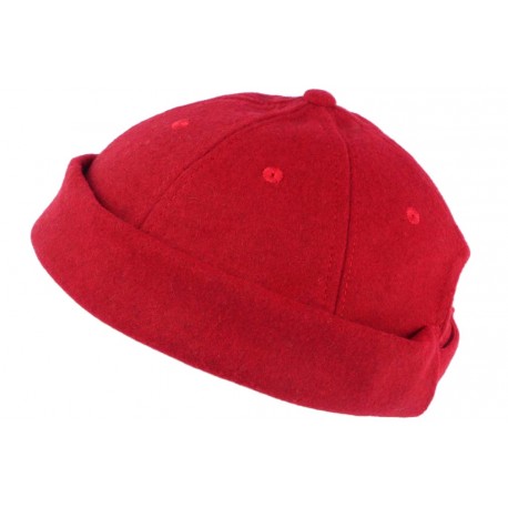 Bonnet Docker Rouge Feutre de Laine Homme et Femme look Hiver Duik BONNETS Nyls Création