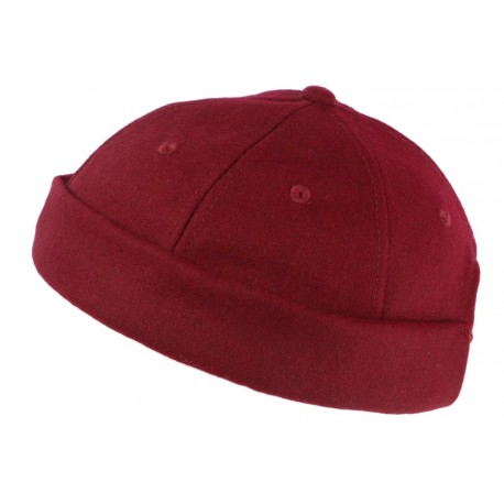 Bonnet Docker Rouge Bordeaux en Laine Homme et Femme look Hiver Duik BONNETS Nyls Création