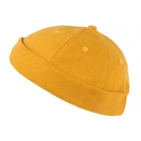 Bonnet Docker Jaune en Feutre de Laine Homme et Femme look Hiver Duik BONNETS Nyls Création