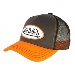 Casquette Von Dutch Grise Visiere Orange Colors Baseball Filet Fashion CASQUETTES VON DUTCH