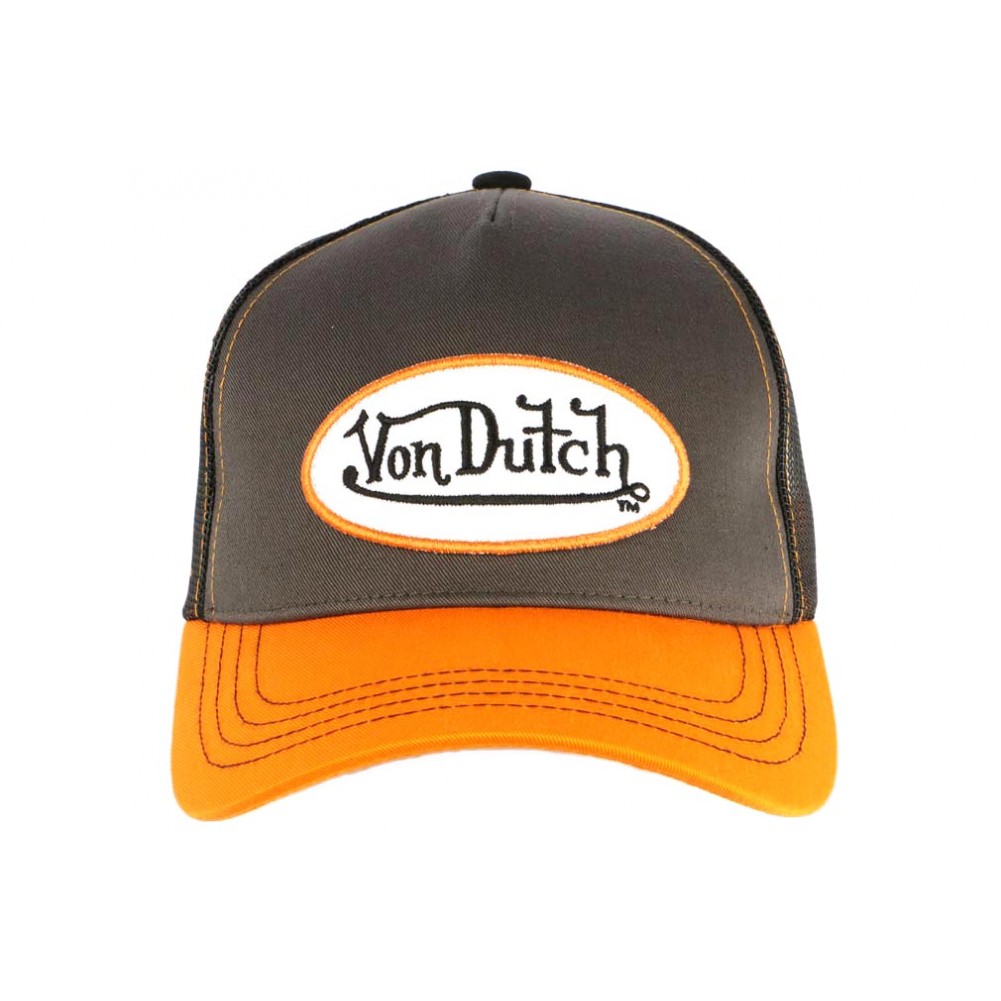 Casquette Von Dutch Grise Orange Colors, Casquette trucker livré 48h!
