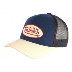 Casquette Von Dutch Bleue Visiere Beige Colors Baseball Trucker CASQUETTES VON DUTCH