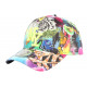 Casquette Enfant NY Bleu et Jaune Fluo Crazy Circle de 7 à 11 ans Casquette Enfant Hip Hop Honour