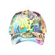 Casquette Enfant NY Bleu et Jaune Fluo Crazy Circle de 7 à 11 ans Casquette Enfant Hip Hop Honour