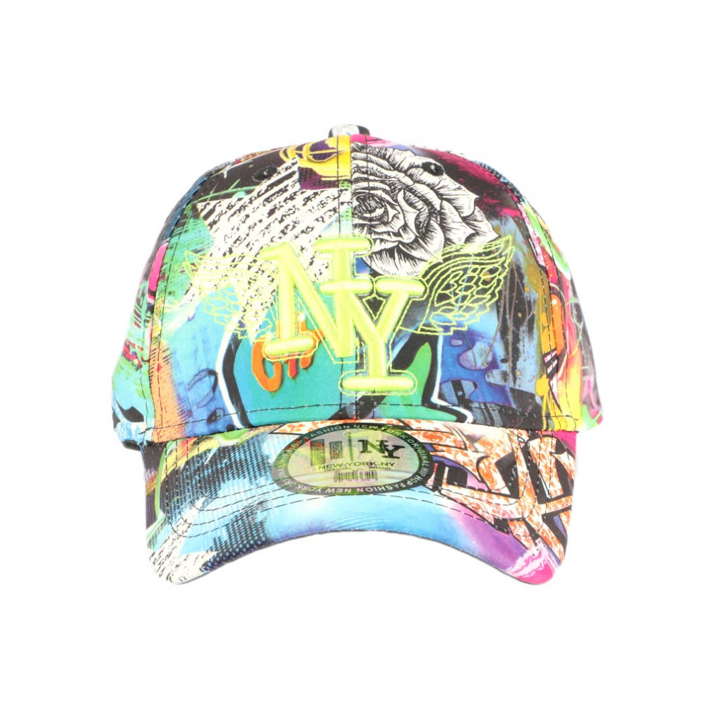 Casquette Hip Hop Honour Pour Enfant - Design Smoky NY Multicolore, Taille Unique 7-12 Ans, 100% Polyester