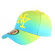 Casquette NY Fluo Bleu Turquoise et Jaune Flashion Baseball Renbo CASQUETTES Hip Hop Honour