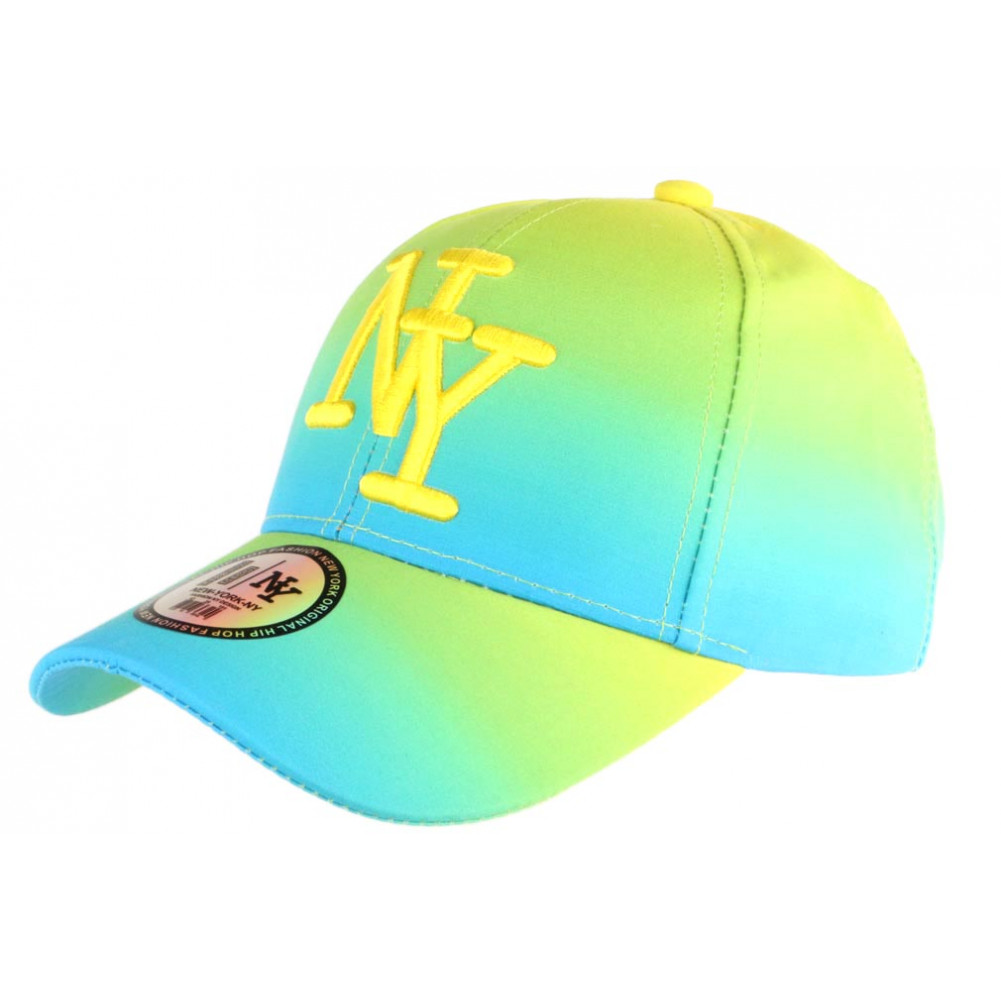 Casquette Baseball NY Hip Hop Honour - Fleurs Tropicales Rose/vert - NY Brodé Jaune Fluo