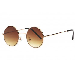 Lunettes de soleil rondes marron monture dorée homme et femme Ocky LUNETTES SOLEIL Eye Wear