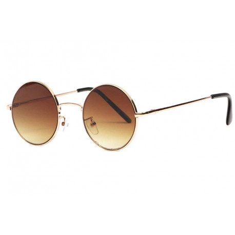 Lunettes de soleil rondes marron monture dorée homme et femme Ocky LUNETTES SOLEIL Eye Wear