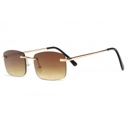 Lunettes de Soleil Rectangles Marron Dore Femme et Homme Saky LUNETTES SOLEIL Eye Wear