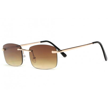 Lunettes de Soleil Rectangles Marron Dore Femme et Homme Saky LUNETTES SOLEIL Eye Wear