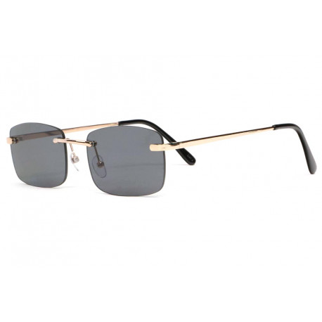 Lunette de Soleil Rectangle Noir et Dore Homme et Femme Saky LUNETTES SOLEIL Eye Wear