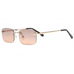 Lunette de Soleil Rectangulaire Marron Clair Dore Femme et Homme Saky LUNETTES SOLEIL Eye Wear