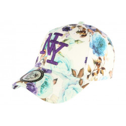 Casquette Enfant Violette Fleurs Bleues NY Bora de 7 à 12 ans ANCIENNES COLLECTIONS divers