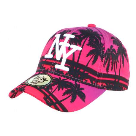 Casquette NY Femme Hip hop Fashion Baseball avec Visière Arrondie Couleur Bleu Design Rose Rouge Réglable